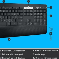 Outlet Logitech MK850 Performance Wireless Keyboard and Mouse Combo, Black (920-008219)