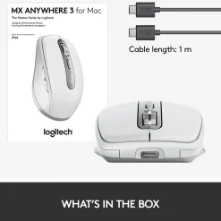 Discount Logitech MX Anywhere 3 for Mac Ergonomic Wireless Laser Mouse, Pale Gray (910-005899)