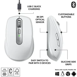 Online Logitech MX Anywhere 3S Wireless Optical Mouse, Pale Gray (910-006926)