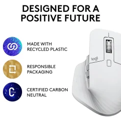Discount Logitech MX Master 3S Wireless Ergonomic Optical Bluetooth & USB Mouse, Pale Gray (910-006558)