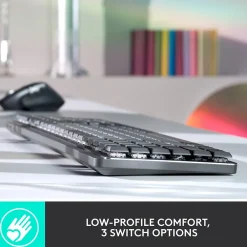 Discount Logitech MX Mechanical Tactile Quiet Wireless Ergonomic Keyboard, Graphite (920-010547)