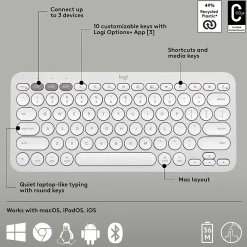 Hot Logitech Pebble 2 Wireless Mouse Keyboard Combo, (920-012201) Tonal White