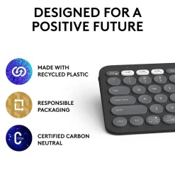 Clearance Logitech Pebble Keys 2 K380S Wireless Ergonomic Keyboard, Black (920-011775)