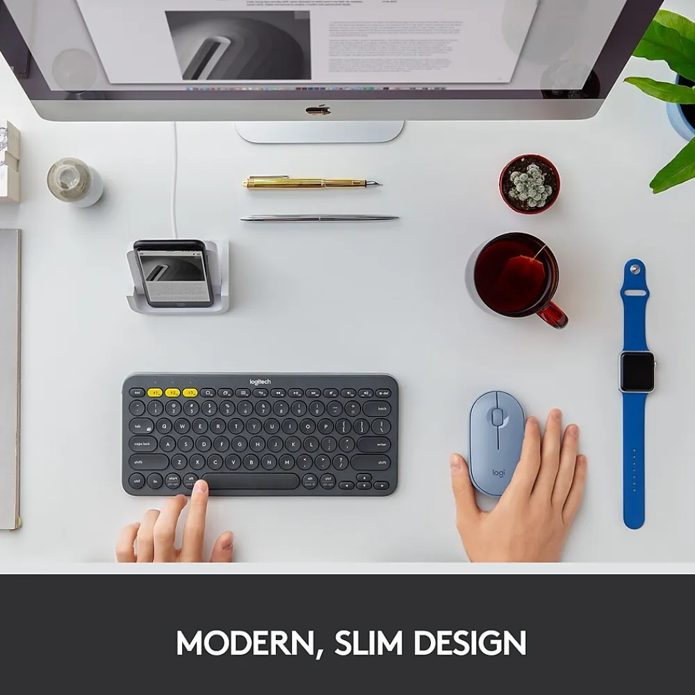 Online Logitech Pebble M350 Wireless Ambidextrous Optical Mouse, Blue Gray (910-005773)