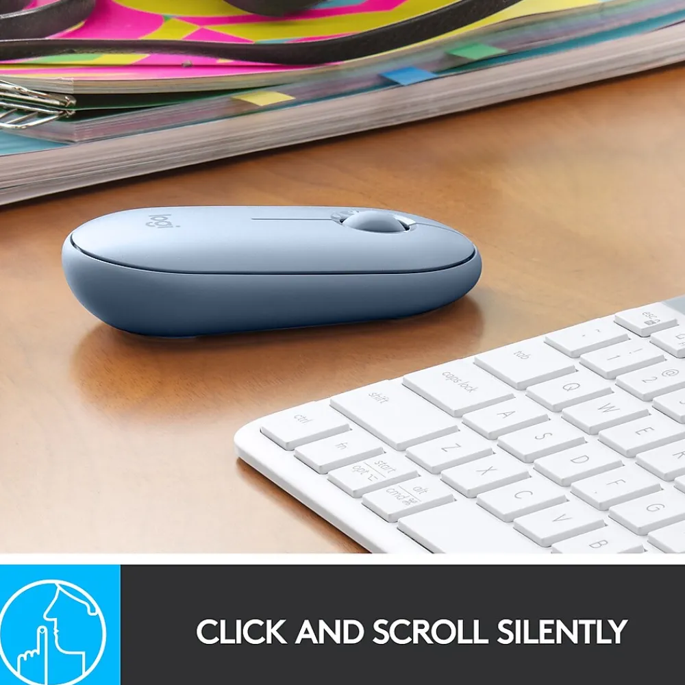 Online Logitech Pebble M350 Wireless Ambidextrous Optical Mouse, Blue Gray (910-005773)