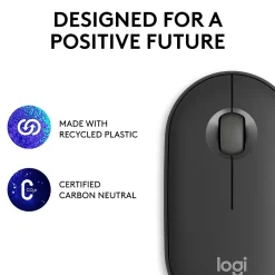 Clearance Logitech Pebble Mouse 2 M350s Wireless Ambidextrous Optical Mouse, (910-007024) Tonal Graphite