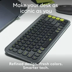 Discount Logitech POP Icon Keys Wireless Ergonomic Keyboard, Graphite & Green (920-013143)
