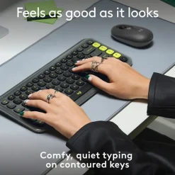 Discount Logitech POP Icon Keys Wireless Ergonomic Keyboard, Graphite & Green (920-013143)