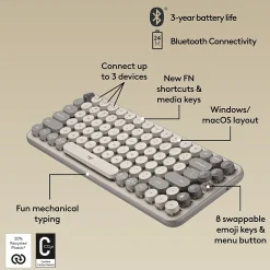 Best Logitech POP Keys Wireless Mechanical Keyboard, Mist (920-011232)