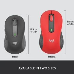 New Logitech Signature M650 L Wireless Optical USB Mouse, (910-006358) Classic Red