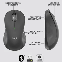 Best Logitech Signature M550 L Wireless Ambidextrous Optical Mouse, Graphite (910-006591)