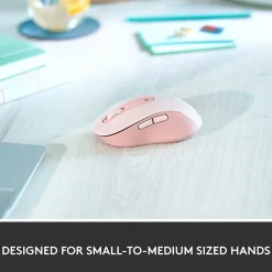 Online Logitech Signature M650 Wireless Ergonomic Optical Bluetooth & USB Mouse, (910-006251) Rose