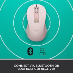 Online Logitech Signature M650 Wireless Ergonomic Optical Bluetooth & USB Mouse, (910-006251) Rose