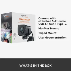 Online Logitech StreamCam Plus Webcam, Black (960-001280)