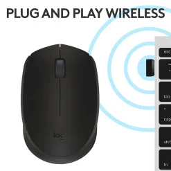 Sale Logitech Wireless Ambidextrous 2.4 GHz Mouse, Black (910-004940)