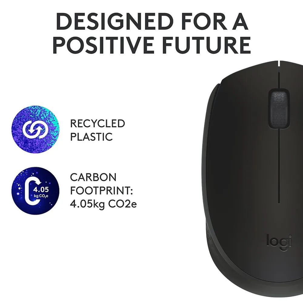 Sale Logitech Wireless Ambidextrous 2.4 GHz Mouse, Black (910-004940)