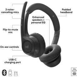 Hot Logitech Zone 305 Wireless Noise Canceling Bluetooth Headset, Black (981-001452)