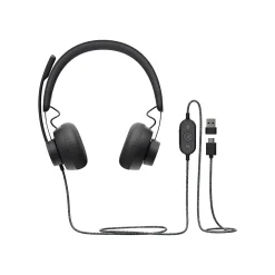 Online Logitech Zone Wired Noise Canceling Stereo Computer Headset, Over-the-Head, Graphite (981-000876)