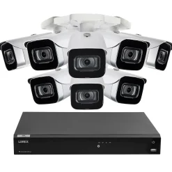 Lorex Fusion 4K 8.0-MP 16-Camera-Capable 4-TB NVR System with 8 IP Bullet Cameras, White (N864A64B-8CA8)