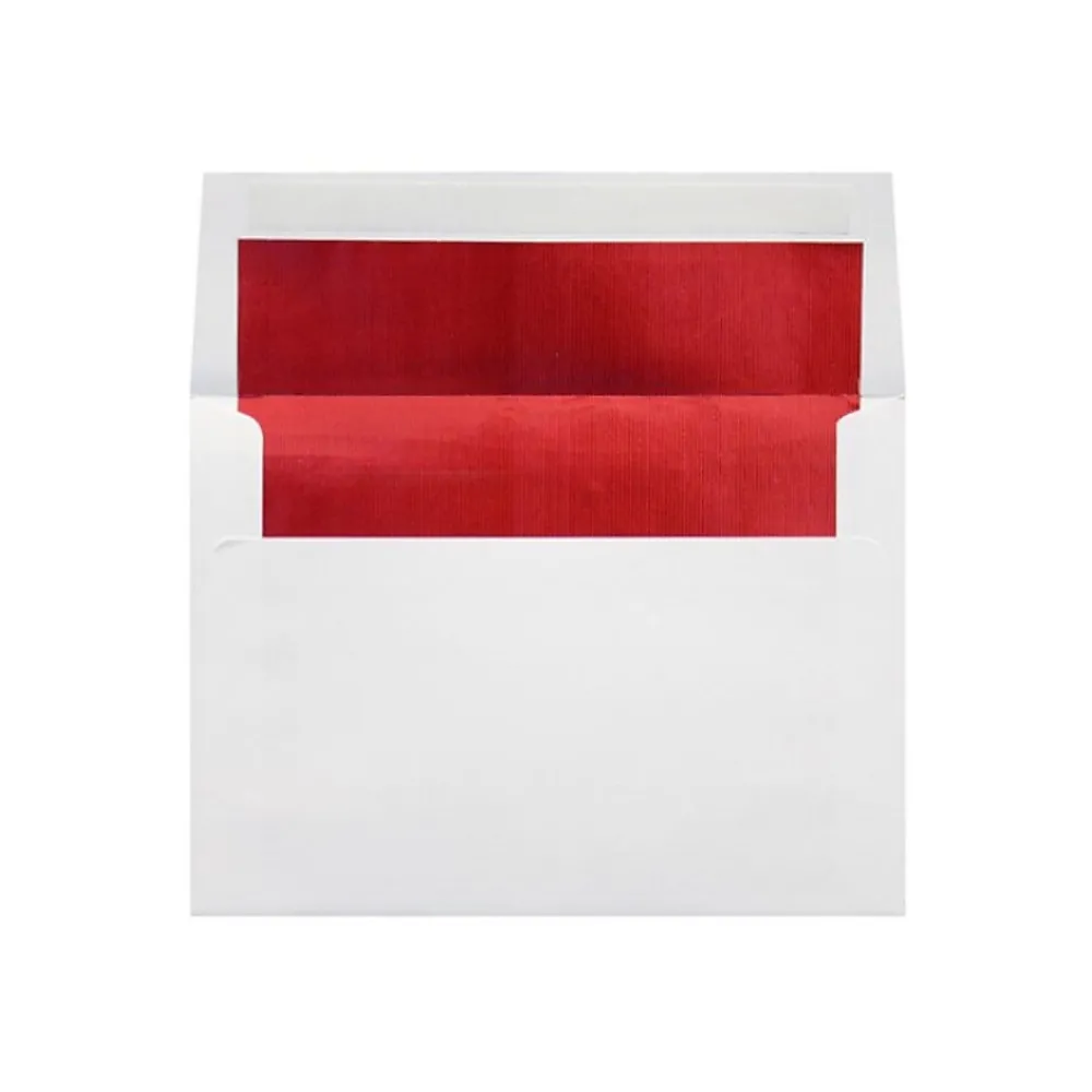Online LUX A7 Foil Lined Invitation Envelopes (5 1/4 x 7 1/4) 250/Box, White w/Red Lining (FLWH4880-01-250)