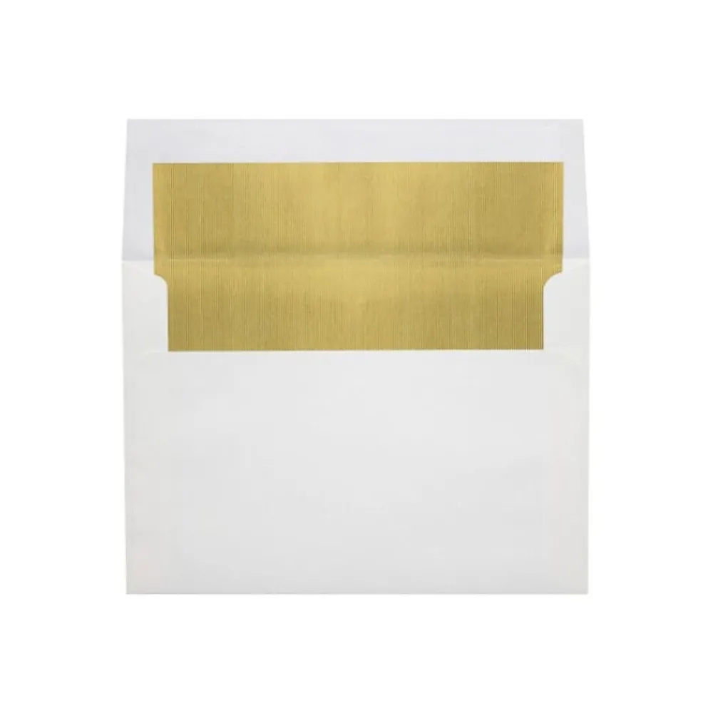 Outlet LUX A8 Foil Lined Invitation Envelopes (5 1/2 x 8 1/8) 250/Box, White w/Gold Lining (FLWH4885-04-250)