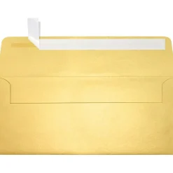 Hot LUX 80lbs. 4 1/8" x 9 1/2" #10 Square Flap Envelopes W/Glue, Gold Metallic, 250/BX