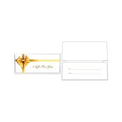 Sale LUX Square Flap Currency Envelopes, 2.875" x 6.5", Gold Bow, 50/Pack (CUR-99-50)