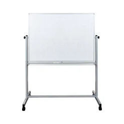 Dry Erase*Luxor Dry-Erase Mobile Combination Ghost Grid/Whiteboard, Aluminum Frame, 36" x 48" (MB4836LB)