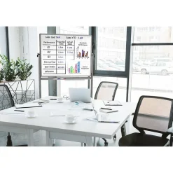 Dry Erase*Luxor Dry-Erase Mobile Combination Ghost Grid/Whiteboard, Aluminum Frame, 36