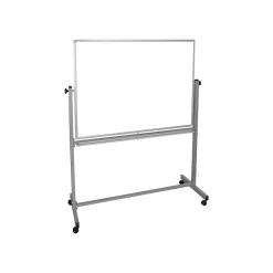 Dry Erase*Luxor Steel Mobile Dry-Erase Whiteboard, Aluminum Frame, 4' x 3' (MB4836WW)