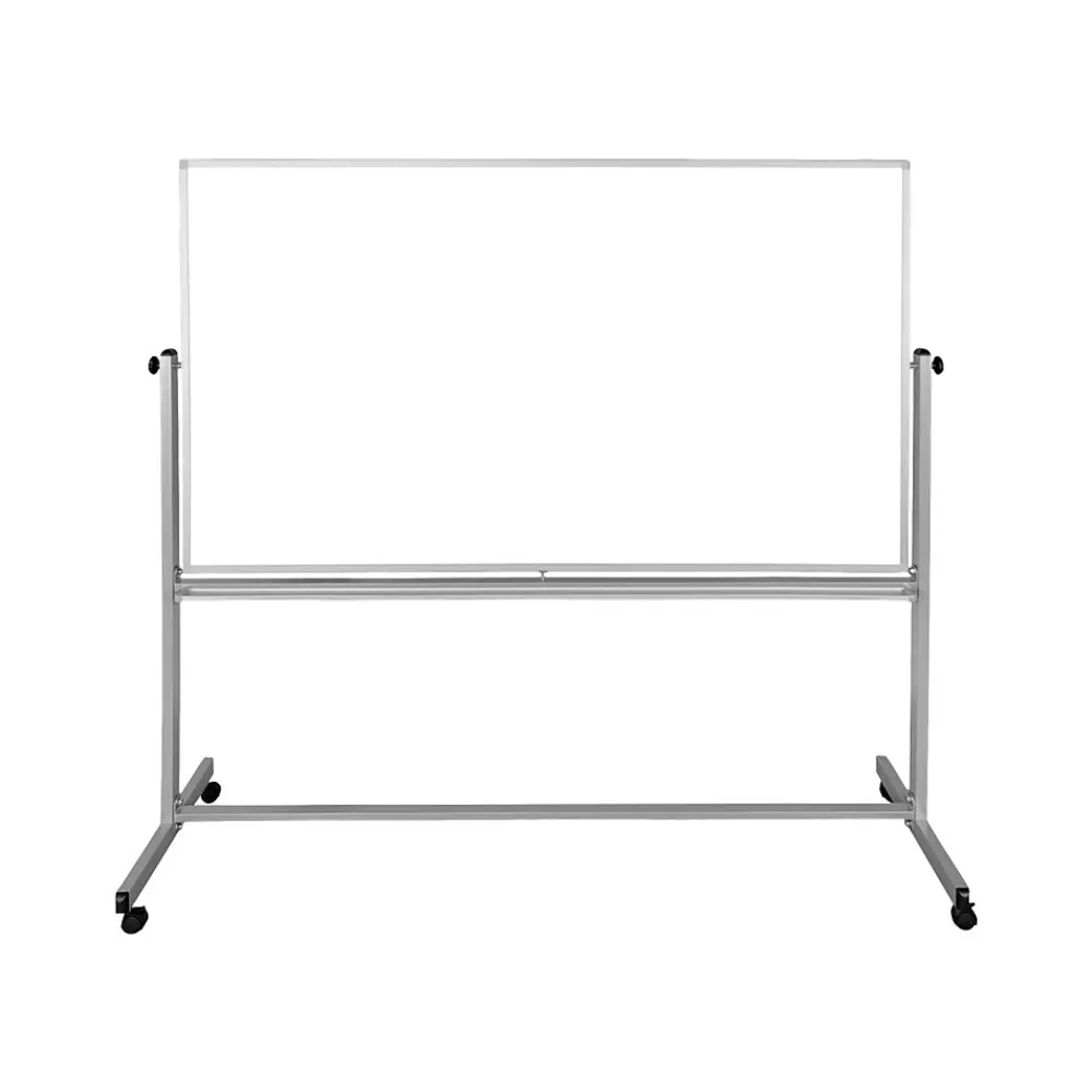 Dry Erase*Luxor Steel Mobile Dry-Erase Whiteboard, Aluminum Frame, 40"H x 72"W (MB7240WW)