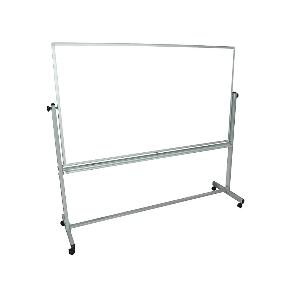 Dry Erase*Luxor Steel Mobile Dry-Erase Whiteboard, Aluminum Frame, 40"H x 72"W (MB7240WW)