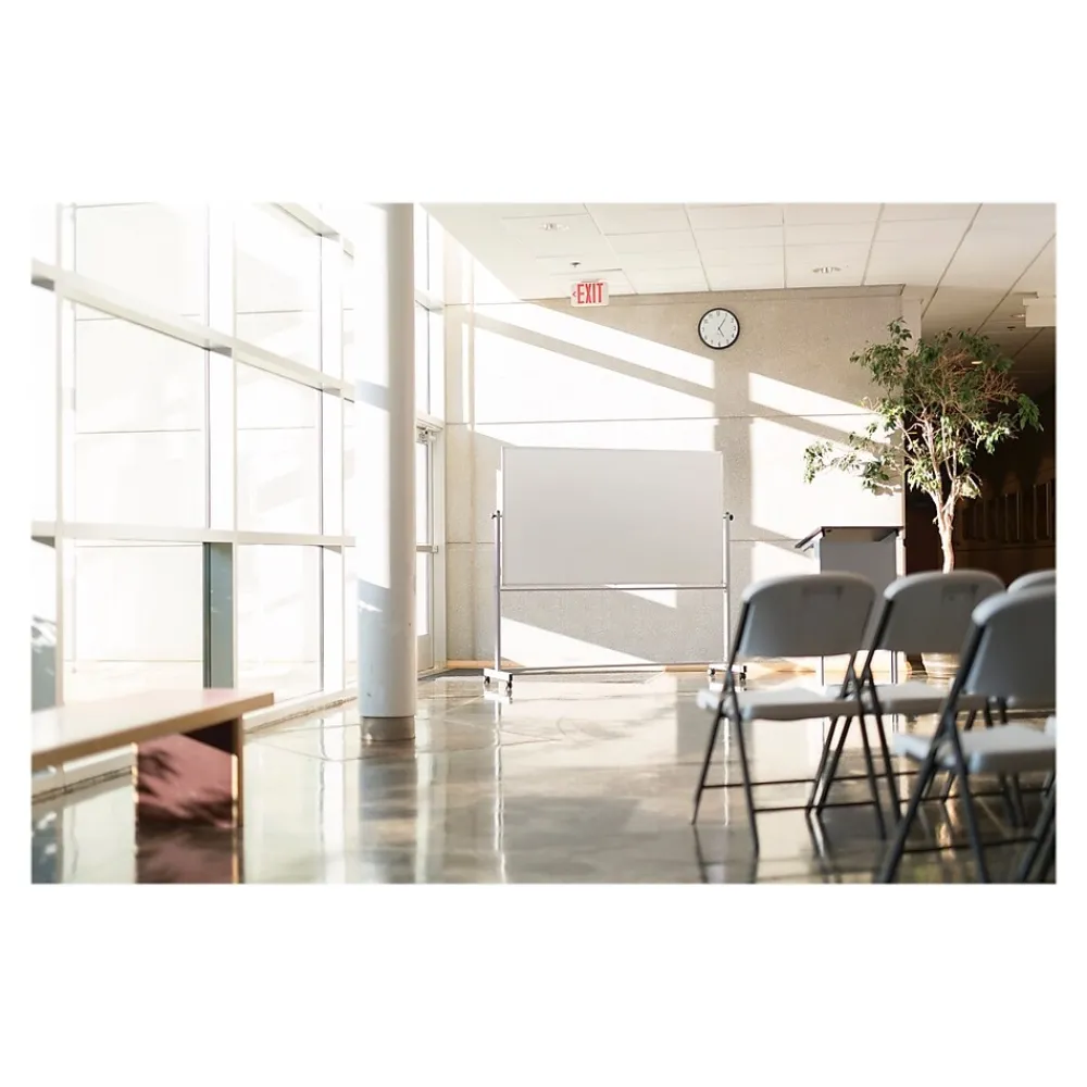 Dry Erase*Luxor Steel Mobile Dry-Erase Whiteboard, Aluminum Frame, 40"H x 72"W (MB7240WW)