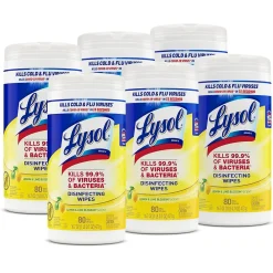 Disinfecting Wipes, Lemon & Lime Blossom, 80 Wipes/Canister, 6 Canisters/Carton (1920077182CT)<Lysol Hot