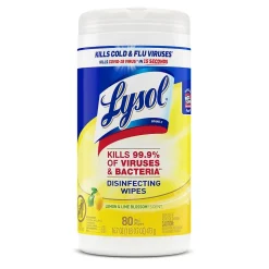 Disinfecting Wipes, Lemon & Lime Blossom, 80 Wipes/Canister, 6 Canisters/Carton (1920077182CT)<Lysol Hot