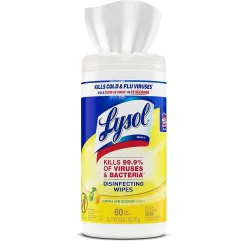 Disinfecting Wipes, Lemon & Lime Blossom, 80 Wipes/Canister, 6 Canisters/Carton (1920077182CT)<Lysol Hot