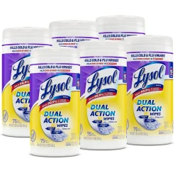 Dual Action Disinfecting Wipes, Citrus Scent, 75 Wipes/Canister, 6 Canisters/Carton (1920081700CT)<Lysol Discount