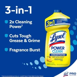 Power Clean Concentrated Multi-Surface Cleaner, Sparkling Lemon & Sunflower Essence Scent, 28 oz, 9/Carton (19200-82513CT)<Lysol Best