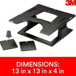 Adjustable Laptop Stand, Black, 2 in. of Height Adjustment, Compatible with Docking Stations (LX500)<3M Sale