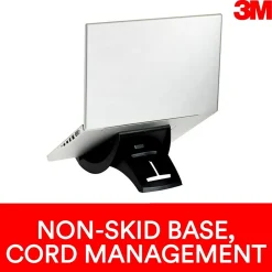 Adjustable Laptop Stand, Black, 3 in. Vertical Height Adjustment, Non-Skid Base (LX550)<3M New