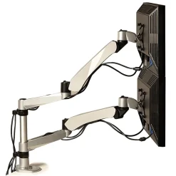 Clearance 3M ™ Dual Monitor Arm, Grab Monitor to Adjust Height, Tilt, Swivel, Rotate, Holds Monitors Up to 20 lbs. and ≤27" (MA265S)