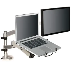 Clearance 3M ™ Dual Monitor Arm, Grab Monitor to Adjust Height, Tilt, Swivel, Rotate, Holds Monitors Up to 20 lbs. and ≤27" (MA265S)