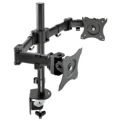 Discount Post-it 3M Dual Monitor Mount, Swivel, Tilt, Rotate, Two Monitors Up to 28.5" & 20 Lbs. Each, Clamp or Grommet, No Tools, Black (MM200B)