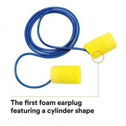 3M E-A-R Classic Earplugs, Corded, Poly Bag, 200 Pairs/Case (311-1101)