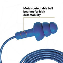 E-A-R 3M UltraFit Earplugs, Metal Detectable, Corded, Poly Bag, 100 Pair/Case (340-4007)