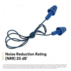 E-A-R 3M UltraFit Earplugs, Metal Detectable, Corded, Poly Bag, 100 Pair/Case (340-4007)