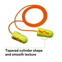 3M E-A-Rsoft Yellow Neon Blasts Earplugs, Corded, Poly Bag, Regular Size, 200 Pairs/Pack(311-1252)