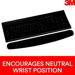 Hot 3M ™ Foam Wrist Rest for Keyboards, Black, Durable Fabric Cover, Anti-microbial Product Protection (WR209MB)