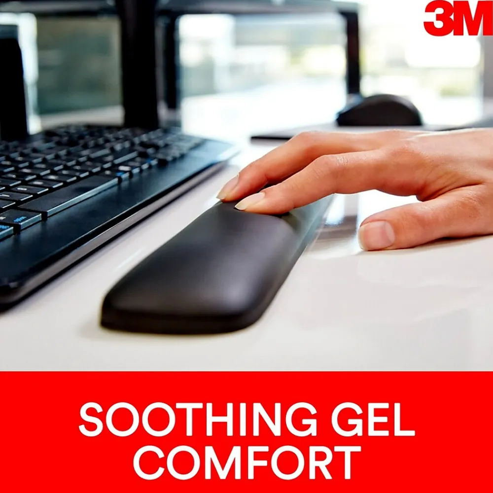 3M Gel Wrist Rest for Keyboards, Black, Soothing Gel Technology for Comfort and Support (WR85B)