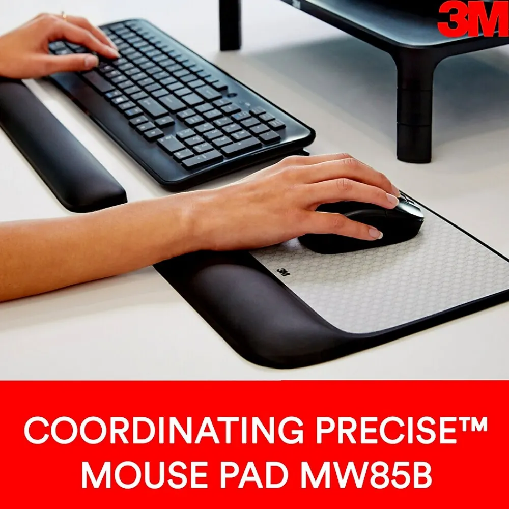 3M Gel Wrist Rest for Keyboards, Black, Soothing Gel Technology for Comfort and Support (WR85B)
